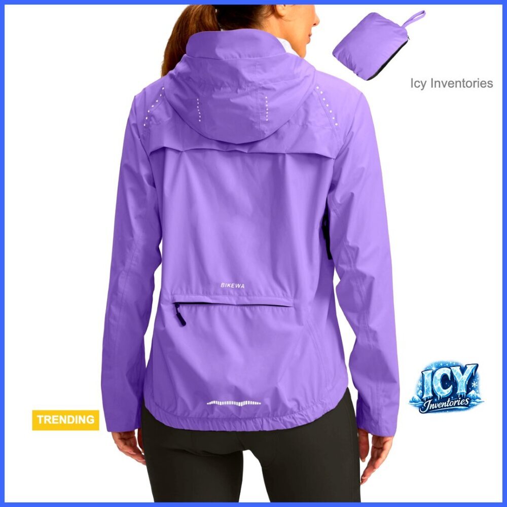 Waterproof Windbreaker Cycling Jacket Lightweight Packable Hooded